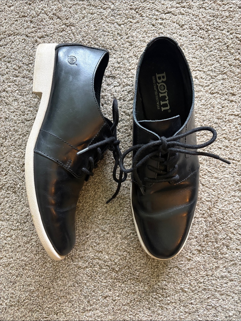Born Black Leather Oxford Sneakers with White Sole Size 9
